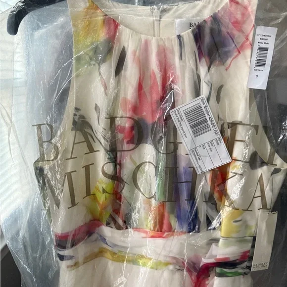 Badgley Mischka White Floral Maxi Dress